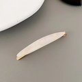 Minimalist white pearlescent acetate hair clip with golden metal base for women - Mermaid Pearl Oval