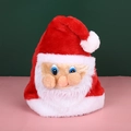 Plush Santa Claus hat for adults with 3D cartoon face and classic white pompom - Santa Claus Face Plush Hat