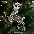 Clear acrylic reindeer ornament with white snow texture and glitter, 13cm x 11cm size - Jumping Reindeer / 1 PC