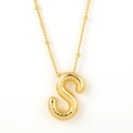 Polished gold-plated stainless steel necklace featuring a balloon-style letter S pendant - Gold - S