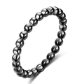 Minimalist 2mm black stainless steel beaded band ring for couples in a stackable design - US 6 / Black