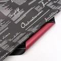 Waterproof bouquet wrapping paper with black newspaper print and wine red reverse side - Korean Film English - Black + Wine Red