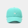 Close-up of mint green baseball cap featuring high-quality white polar bear embroidery - Adjustable / Teal