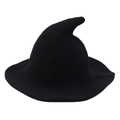 Detalle de sombrero de bruja negro de lana tejida con punta afilada y ala ancha - Talla única / Negro