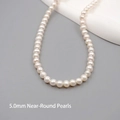 Single strand of 5.0mm near-round freshwater pearls on a minimalist choker necklace - Near Round