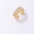 Elegant gold open ring featuring a row of marquise-cut clear cubic zirconia stones - Marquise Zirconia Style (KSR00124-2)