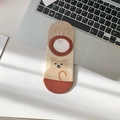 Cute beige and brown cartoon bear pattern low cut invisible socks for women - One Size / Khaki Bear