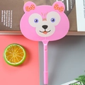 Pink cartoon bear handheld fan pen with manual paddle and cute bow design - Happy Mouse Pink