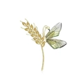 Exquisite golden wheat and translucent light green butterfly brooch accessory - Wheat Ear Green Dragonfly