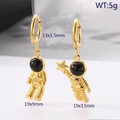 Goldene Astronauten Ohrringe aus Edelstahl mit Größenangaben und Gewichtsdetails - Gold (KE118163-MZOZ)