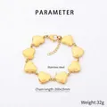 Bracciale a cuore in acciaio inossidabile placcato oro 18K con dettagli di misura e peso - Oro (KB210110-Z)