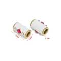 Primer plano de cuentas de ojo turco en acero dorado con dimensiones detalladas - Cilindro De Esmalte Blanco-Agujero De 6,5mm