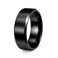 8mm matte black stainless steel ring with brushed surface and polished beveled edges - 8mm / US 13 / Black