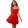 Sparkly red sequin mini party dress with thin straps and a flattering slim fit - US 2 / Top And Bottom / Red