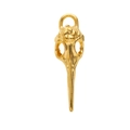 Detailed macro shot of a vintage gold bird skull pendant with intricate metal textures - Gold