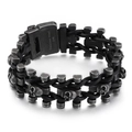 Vintage skull leather bracelet for men made of 316L stainless steel in biker style - 20cm