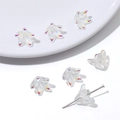 Cuentas de flor de lirio de vidrio iridiscente transparente con pan de oro para joyas - 20 Piezas/Paquete / Colorido Profundo Transparente