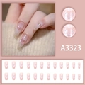 Pink gradient long trapezoid press-on nails with glitter heart patterns and 24pc set - Gradient Pink Heart Style (A3323) / 24Pcs/Box (Glue Style) / Gradient Pink Heart