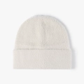 Gorro de punto blanco de hilo de plumas con textura de felpa térmica para el invierno - Blanco Roto