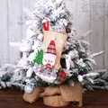Chaussette de Noël en toile de jute avec bonhomme de neige suspendue au sapin festif - Chaussette en Jute Bonhomme de Neige