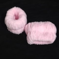 Soft pink coral fleece wristbands for face washing to prevent water dripping - Plush Wristbands 2Pcs / Pink