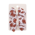 Set of two football and red polka dot printed bow clips on a display card - Football Polka Dot-Multicolor