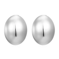 Polished silver oval stainless steel hoop earrings with minimalist aesthetic for women - Steel Smooth Oval Earrings (MS-450)