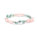 Natural irregular pink and light blue crystal stone beaded bracelet with silver accents - 345 Green Pink