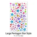 Close-up of colorful 3D crystal star diamond stickers for kids measuring 9.3 x 15.8cm - Large Star (White Card)