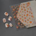 Autocollants d'ongles feuille d'érable d'automne avec dégradés orange et motifs en relief - Style de Calligraphie de Feuille d'Érable d'Automne (FEB-897)