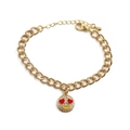 Bracciale a catena cubana dorata con ciondolo emoji e occhi a cuore in zirconi lucidi - Emoji Occhi a Cuore