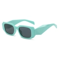 Chic square sunglasses in mint green with dark grey lenses and geometric angled cut temples - Green Frame Grey Lens