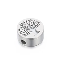 Polished silver stainless steel tree of life charm with hollow circular cutout design - Tree of Life Hollow Round Style (KLJ5494-Z) / Silver