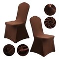 Coffee brown stretch chair cover in elastic polyester fabric for wedding banquets - M / Standard Type / Dark Coffee