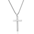 Collana a croce in acciaio inossidabile argento con trama a raggiera e catena a scatola - 60CM / Argento