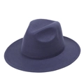 Classic dark blue wool fedora hat with indented crown and smooth felt finish - M (56-58cm) / Navy Blue