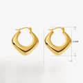 Modern V-shaped golden stainless steel earrings measuring 2.4cm with polished finish - Polished Rhombus Earrings / Gold