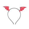 Detail of glossy red bat wings on a black headband for Halloween party costumes - Red Bat
