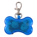 Luminous blue bone-shaped LED dog collar charm for pet safety with lobster clasp - OPP Bag / Blue