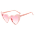Pink heart-shaped sunglasses with matching gradient lenses and durable metal hinges - Transparent Pink Frame Pink Lens