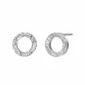 Silver-toned hammered stainless steel stud earrings with circular texture, 8x8mm size - Hammered Round (YE14990) / 8x8mm / Silver