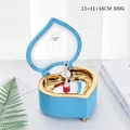 Blue heart-shaped music box with gold trim and rotating ballerina, size 13x11x16cm - Blue Heart with Dancing Girl Music Box