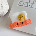 Creative fried egg and bacon hair claw clip with cute smiley faces on white keyboard - Fried Egg and Bacon Style (1# Sushi)
