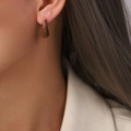 Enamel teardrop earrings in coffee brown finish with golden metal studs for women - Brown