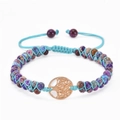 Handmade purple emperor stone woven bracelet with rose gold tree of life charm - Imperial Stone