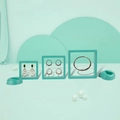 Mint green PE film floating jewelry display box set in small, medium, and large sizes - 7*7*2cm / Mint Green