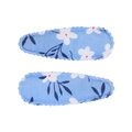 Paire de barrettes à cheveux en tissu bleu clair à fleurs avec bords ondulés - Pince Goutte à Bord Festonné (Lot de 2) / Bleu Clair-Fleuri