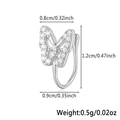 925 sterling silver butterfly nose clip with white zircon inlay for a luxury look - Butterfly Wing - Silver
