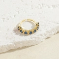 Adjustable golden ring with seven deep blue zircons in a minimalist luxury style - Adjustable Open / Royal Blue