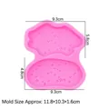 Rosa Silikonform mit zwei Gras-Blumen-Hohlräumen und Maßen für DIY-Kuchendekoration - 1# Rasen / Rosa
